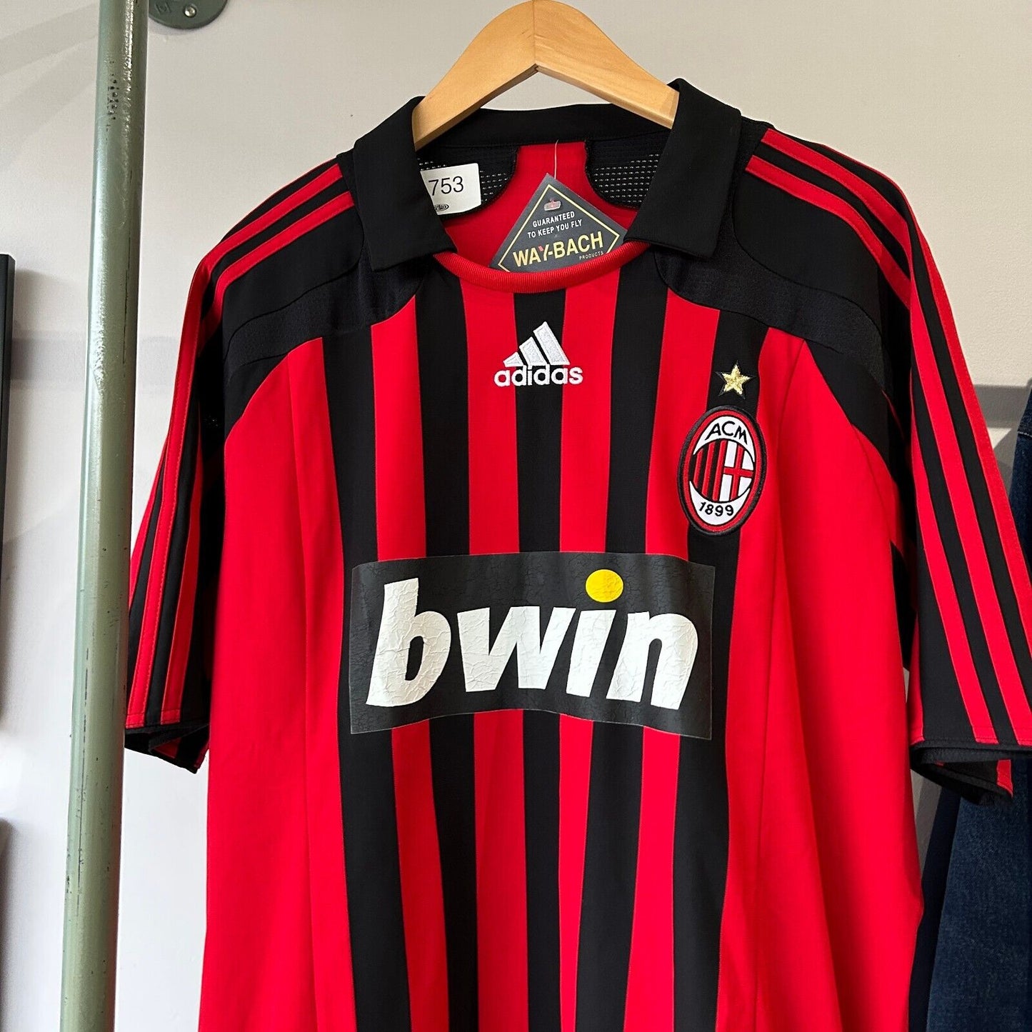 VINTAGE | AC Milan Collared Adidas Football Soccer Jersey sz L Adult
