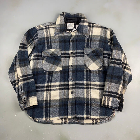 VINTAGE 90s K-Mart Plaid Flannel Lined Button Up Shirt sz Large Adult