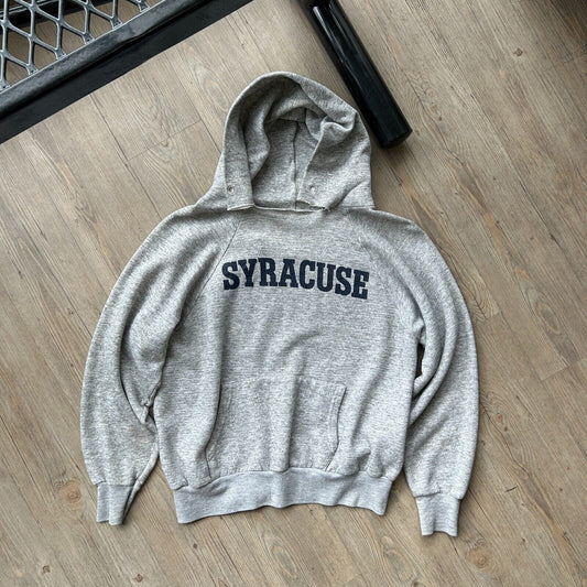 VINTAGE 80s | SYRACUSE Grey University Hoodie Sweater sz S/M Adult