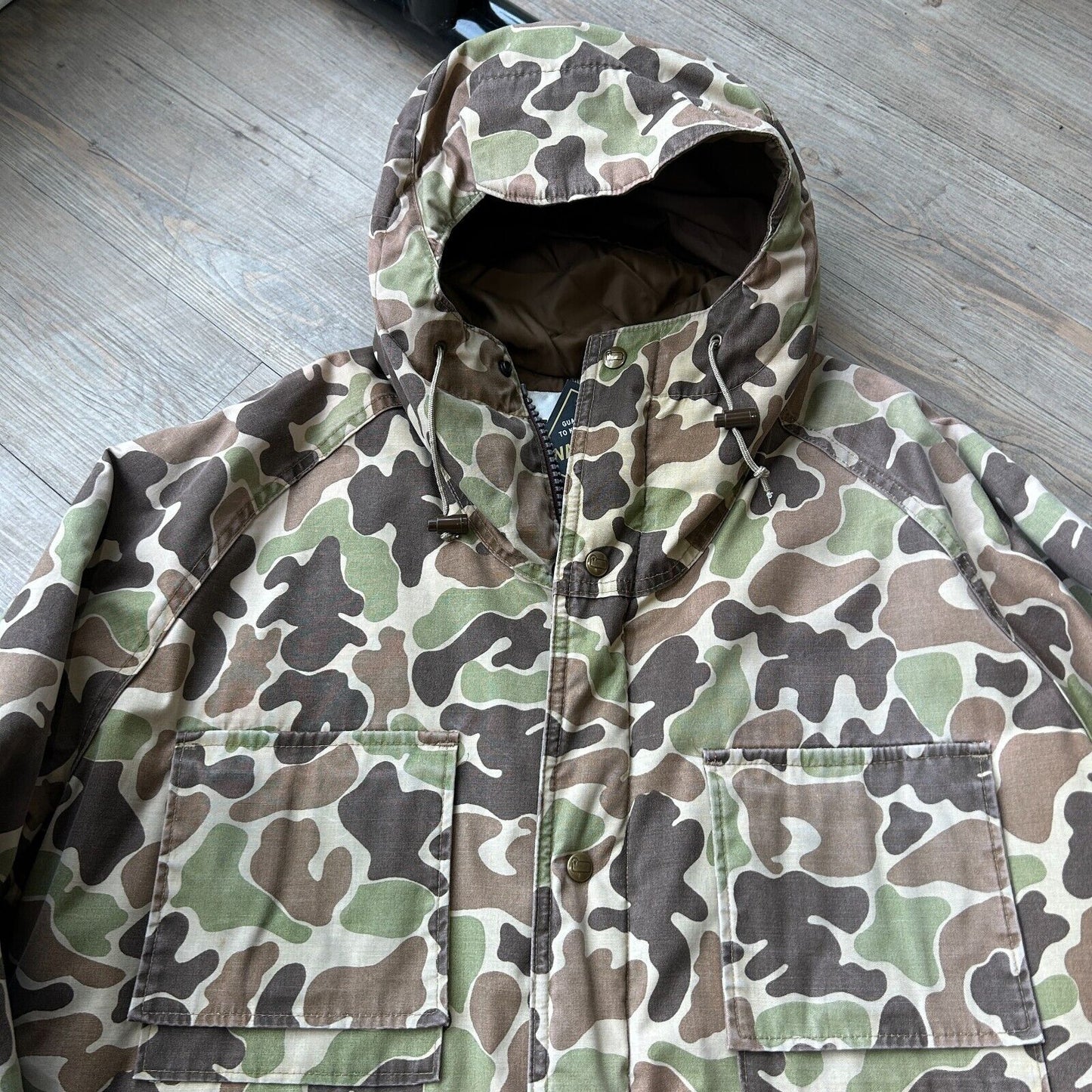 VINTAGE 90s | WOOLRICH Faded Duck Camo Hunting Jacket sz L-XL Adult
