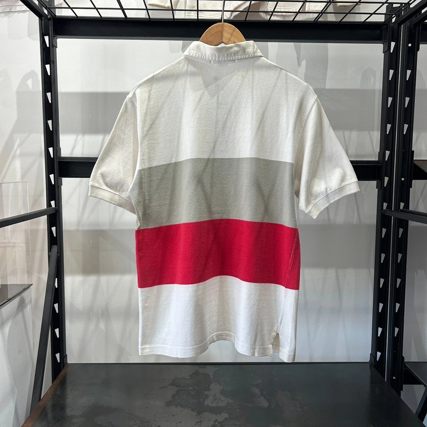 VINTAGE 90s | Polo by Ralph Lauren K-Swiss Crest Stadium Striped Polo Shirt sz M
