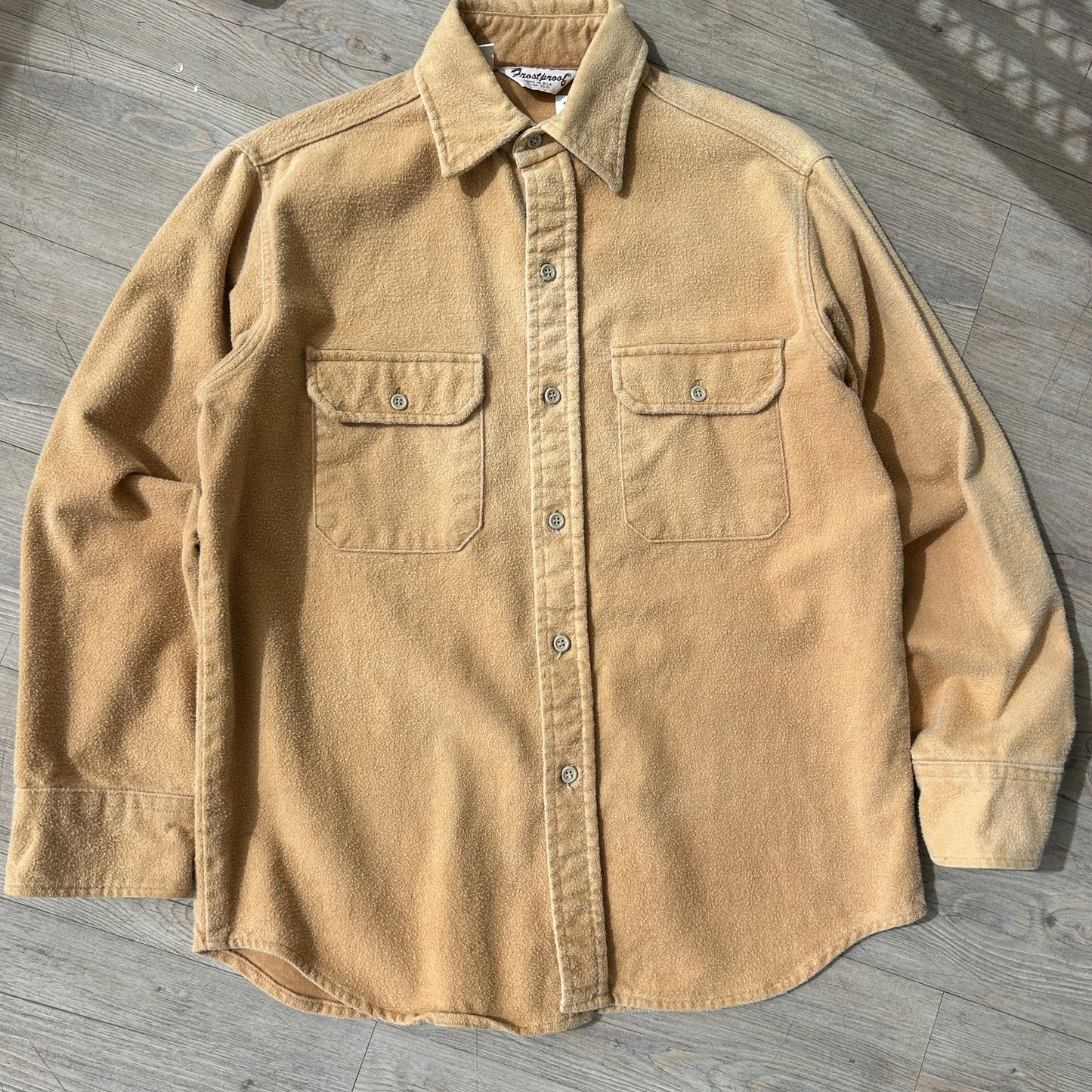 VINTAGE | Frostproof Faded Brown Chamois Cloth Button Down Shirt sz M