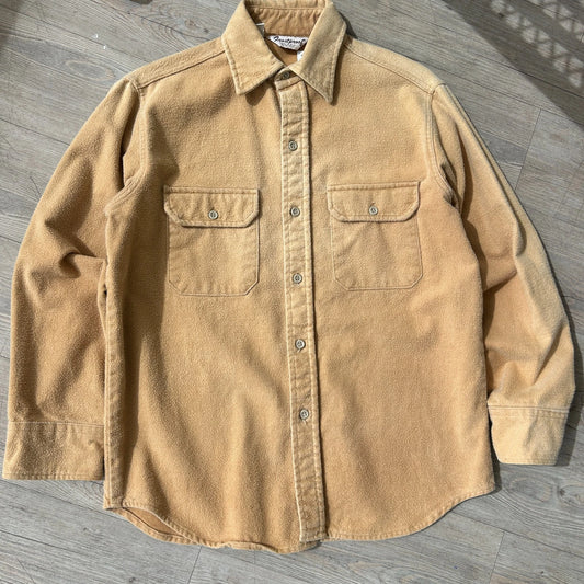 VINTAGE | Frostproof Faded Brown Chamois Cloth Button Down Shirt sz M
