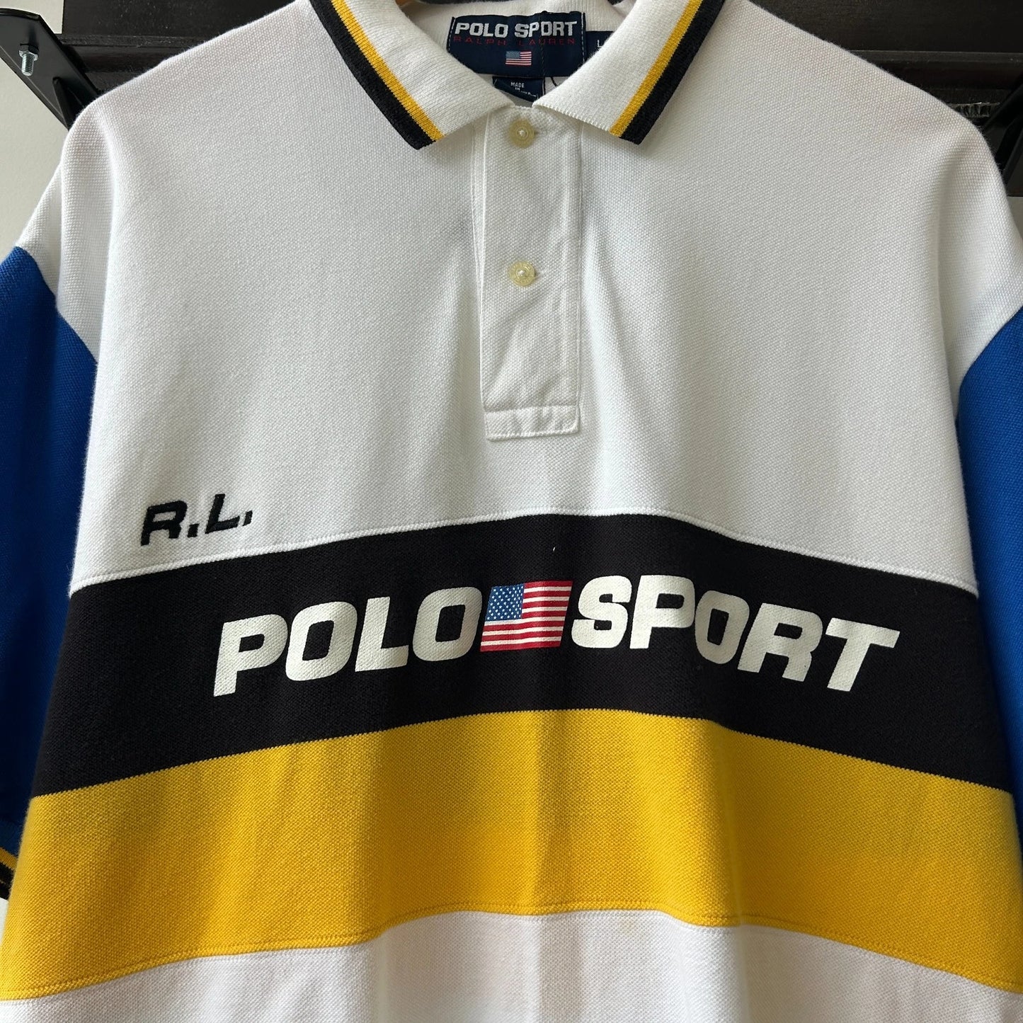 VINTAGE | Polo Sport Ralph Lauren Striped USA Polo Shirt sz L