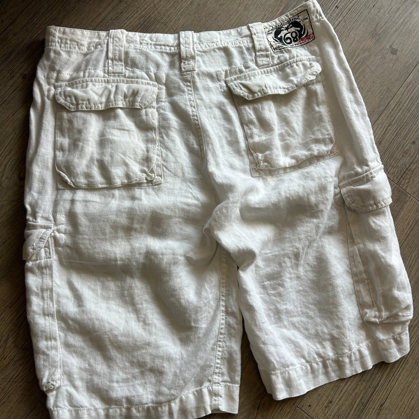 Esprit Co N.Y | White Linen Loose Fit Vintage Y2K Cargo Shorts sz W35