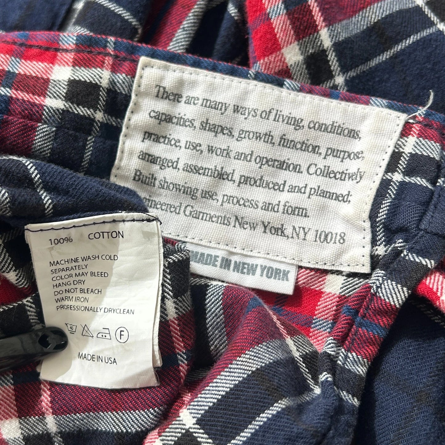 Engineered Garments NY | Plaid Flannel Reverse Pocket Button Down Shirt sz M