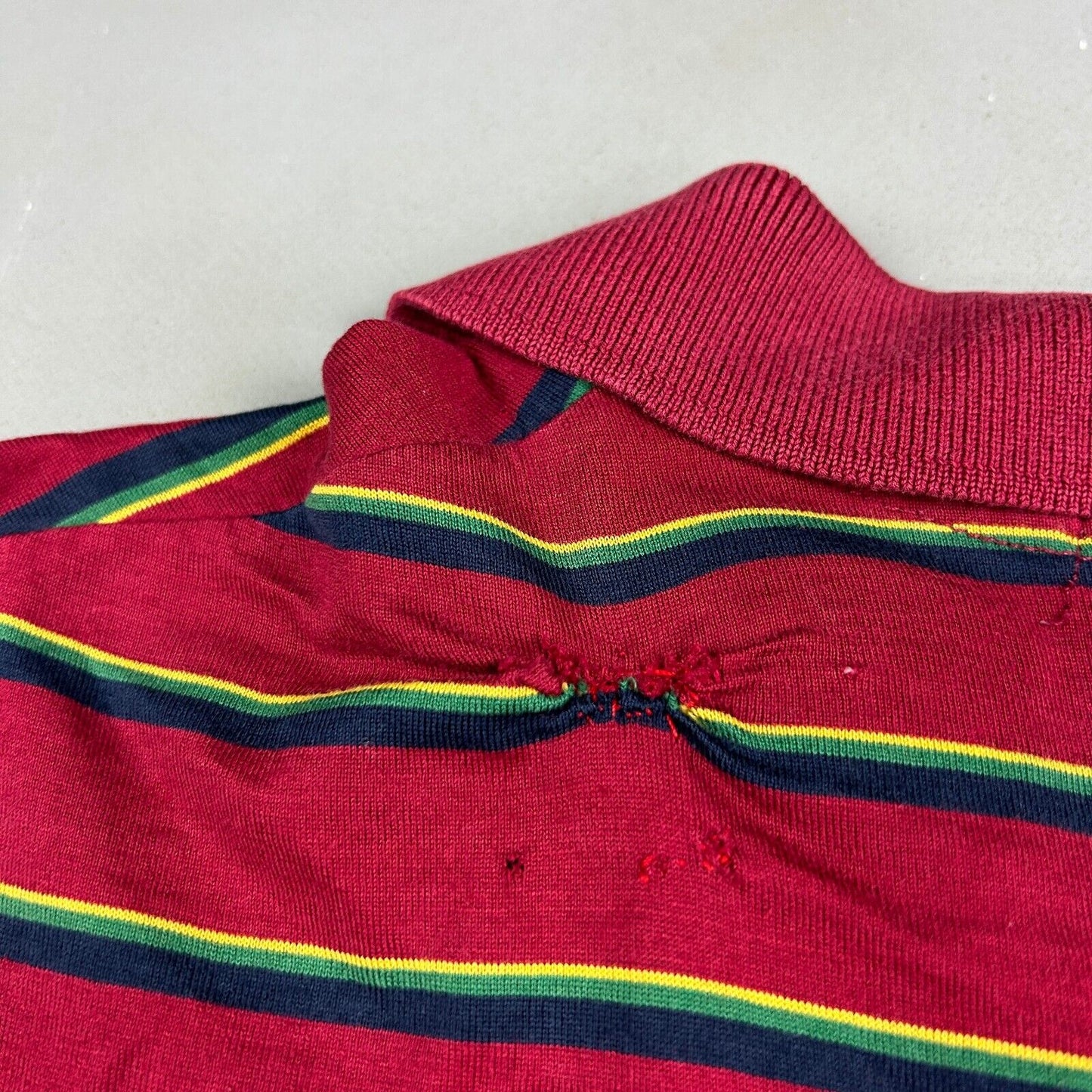 VINTAGE 90s L.L Bean Striped Red Polo Shirt sz XS Adult