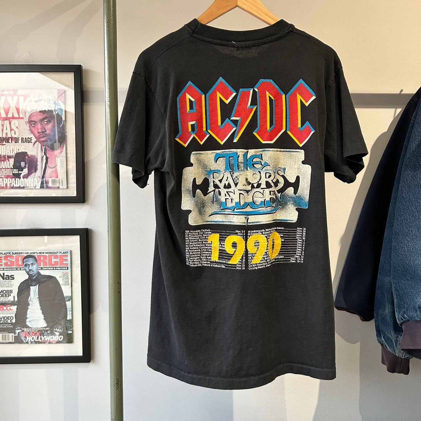 VINTAGE 1990 | ACDC The Razors Edges Concert Band T-Shirt sz M Adult