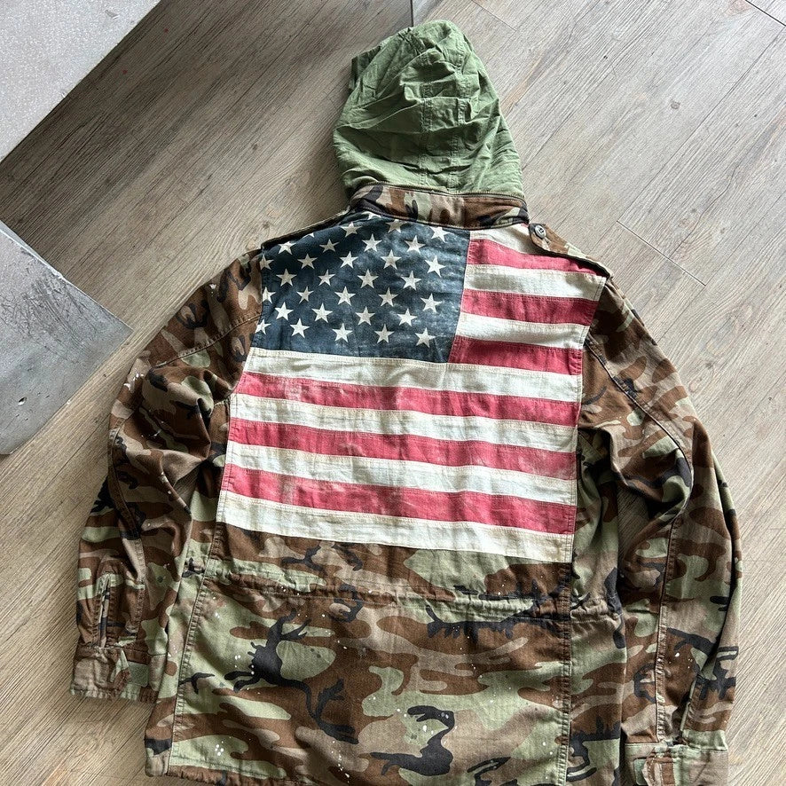 Vintage Y2k | Denim & Supply Ralph Lauren USA Flag Camo M65 Field Jacket sz L