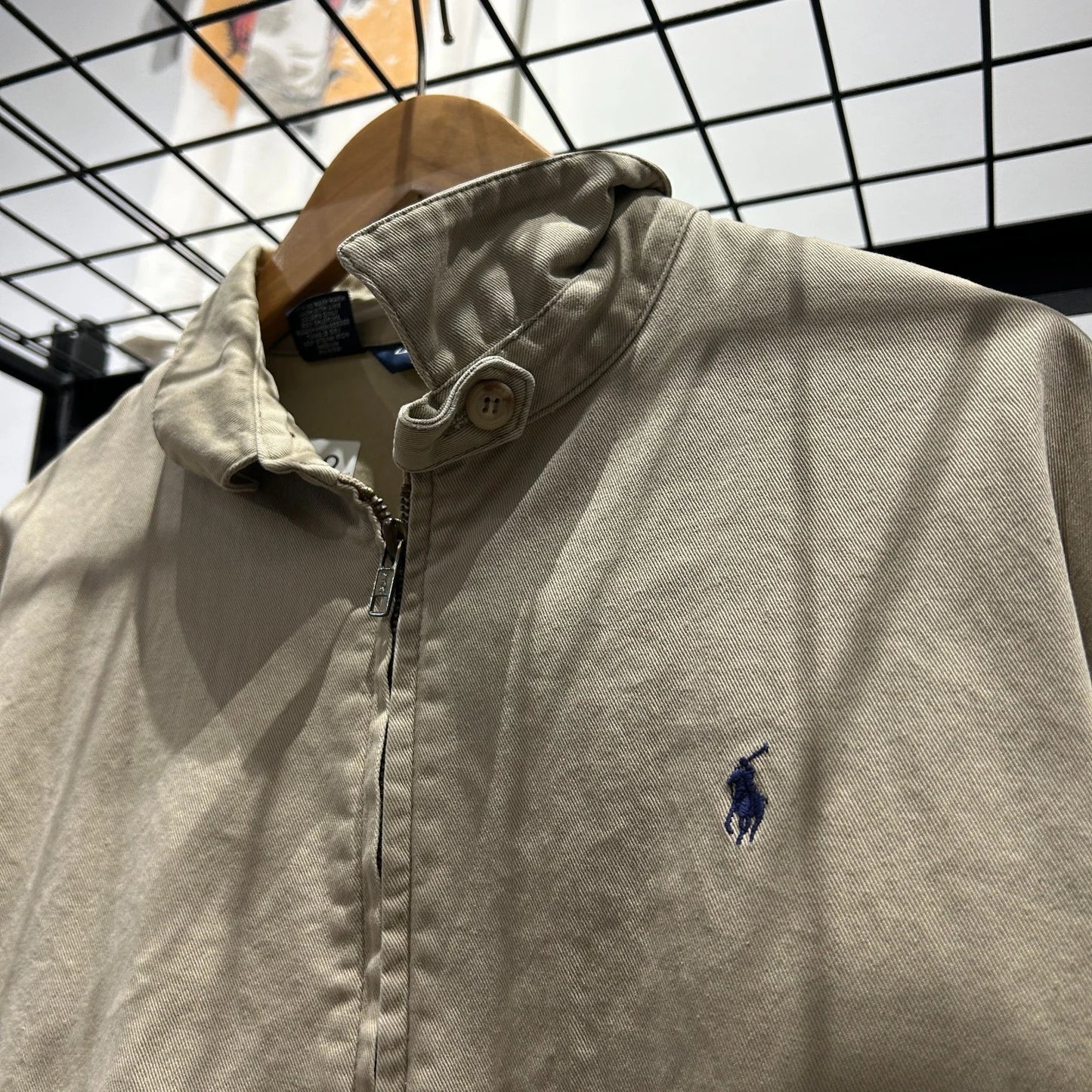 VINTAGE 90s | Polo by Ralph Lauren Cotton Canvas Khaki Harrington Jacket sz M