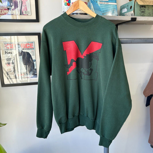 VINTAGE 90s | Mustang College Crewneck Sweater sz L Adult