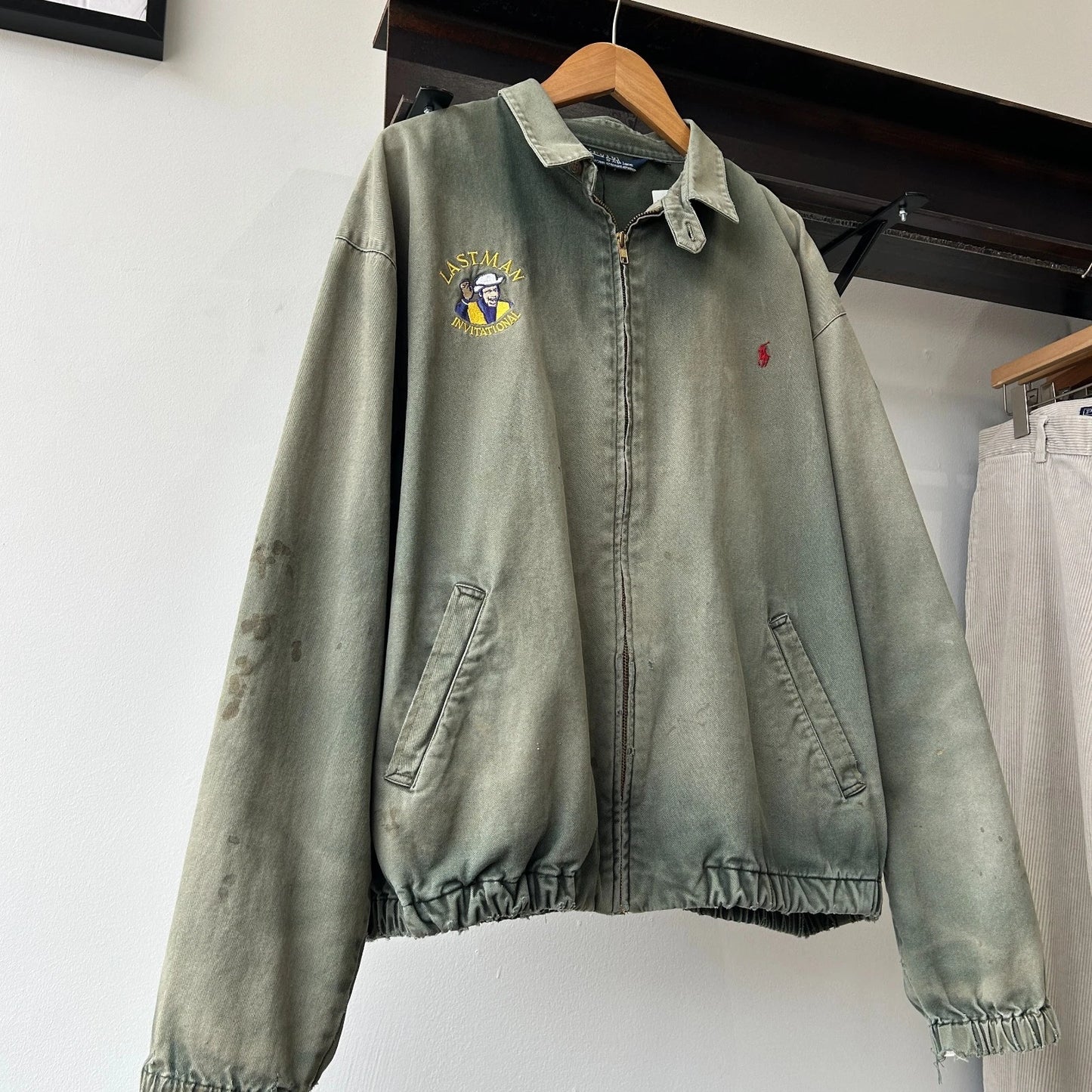 VINTAGE 90s | POLO By Ralph Lauren Sun Faded Thrashed Harrington Jacket sz L