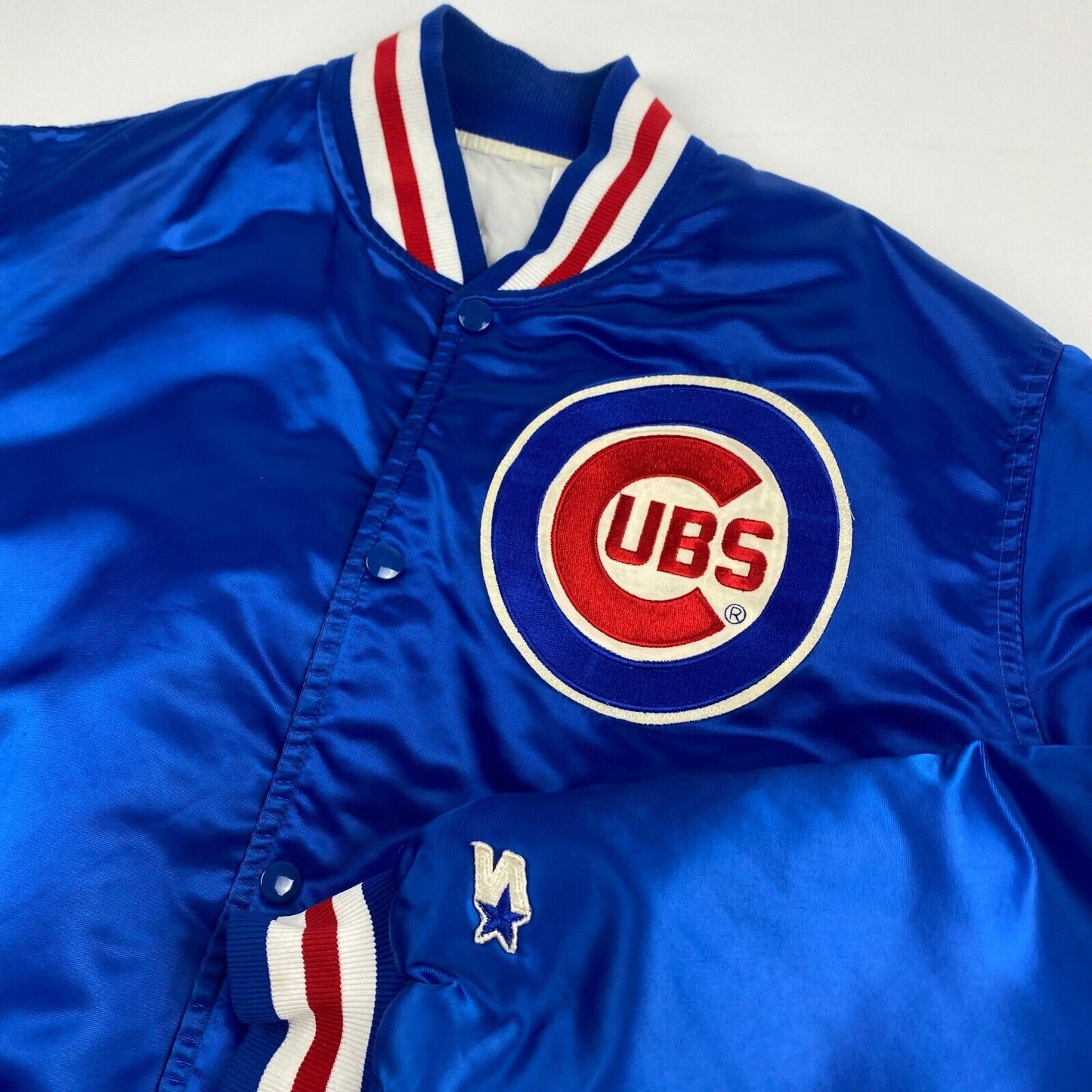 VINTAGE 90s MLB Chicago Cubs Satin Starter Varsity Jacket sz Large Men
