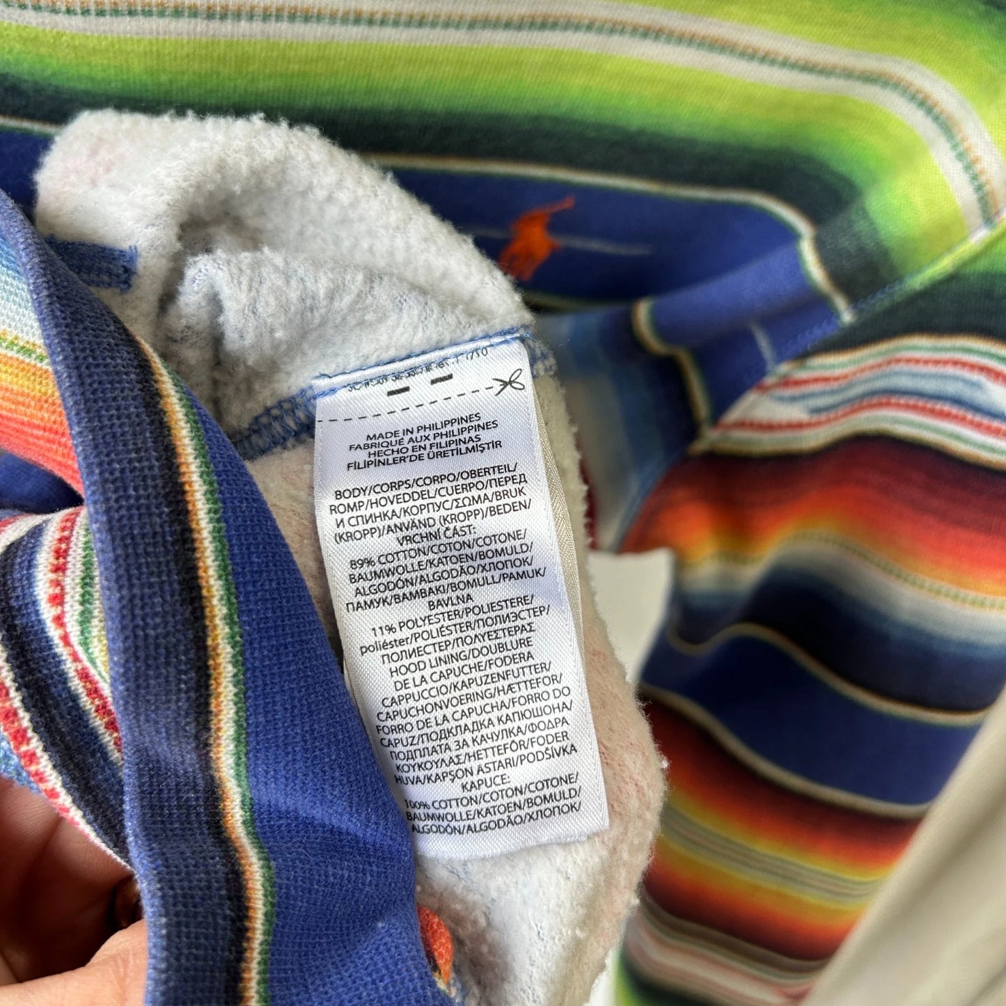 POLO Ralph Lauren Serape Print Striped Hoodie Sweater sz M
