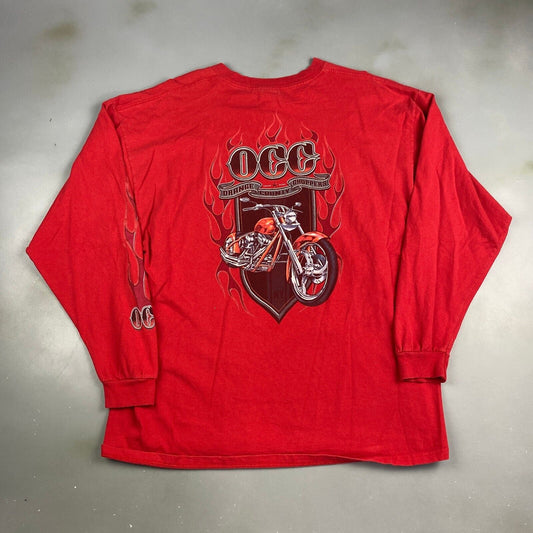 VINTAGE Orange County Choppers Flames Long Sleeve Biker T-Shirt sz XL Adult