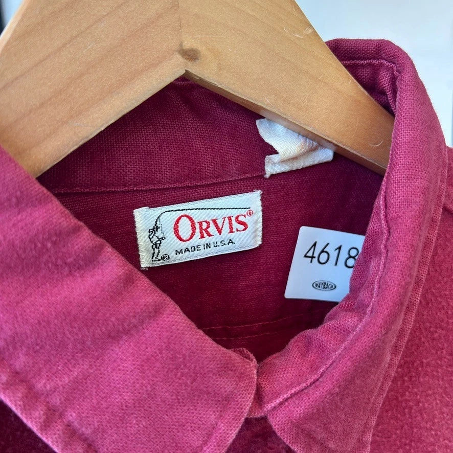 ORVIS | Vintage USA Made Burgundy Chamois Flannel Button Down Shirt sz XL