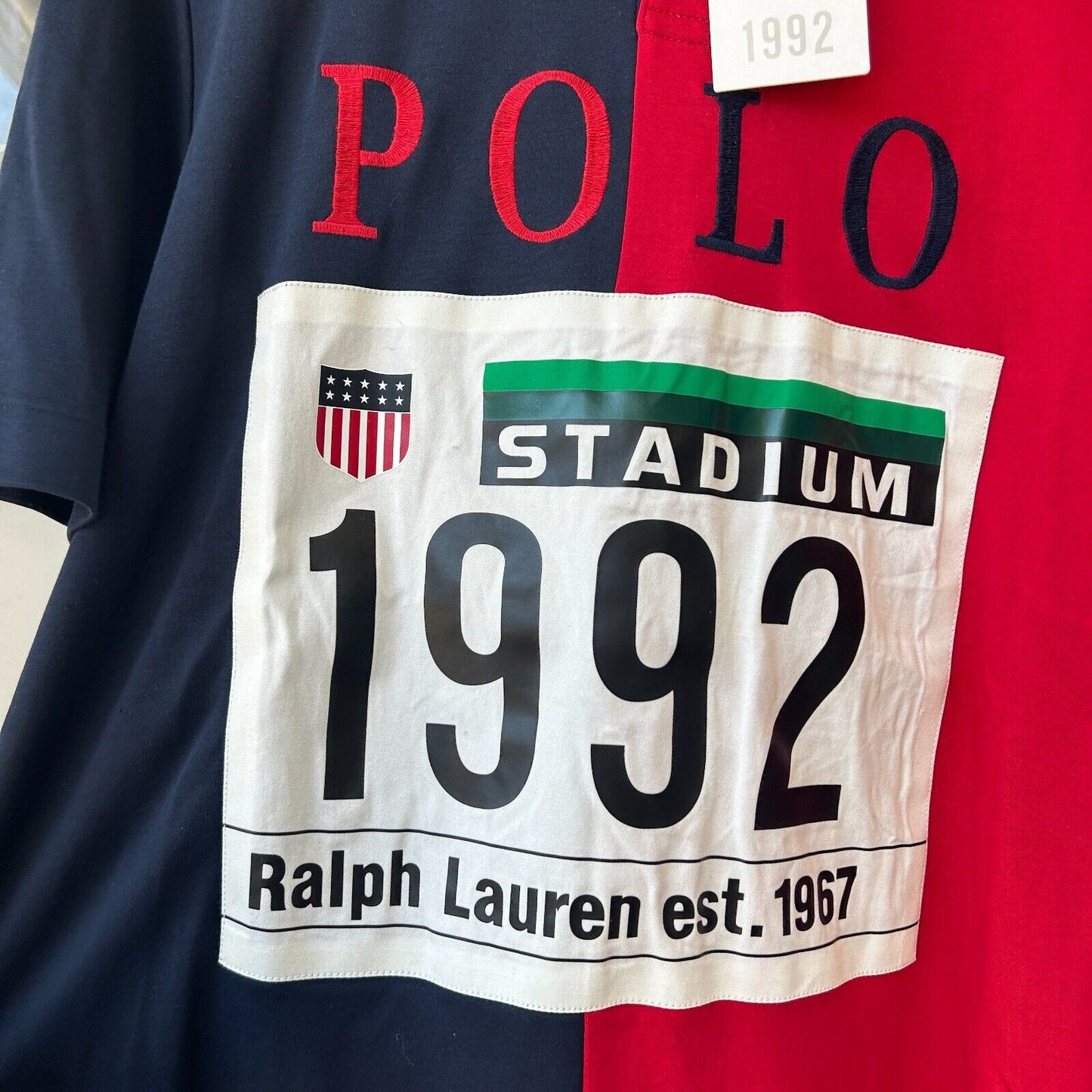 Ralph Lauren 1992 Stadium Plate Split Polo Shirt sz L *NWT