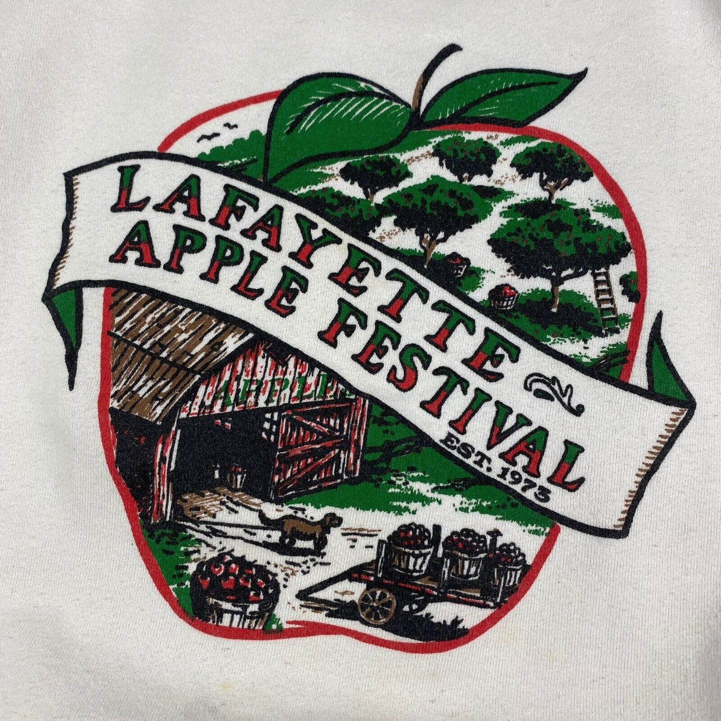 VINTAGE 90s Lafayette Apple Festival White Crewneck Sweater sz XL Mens