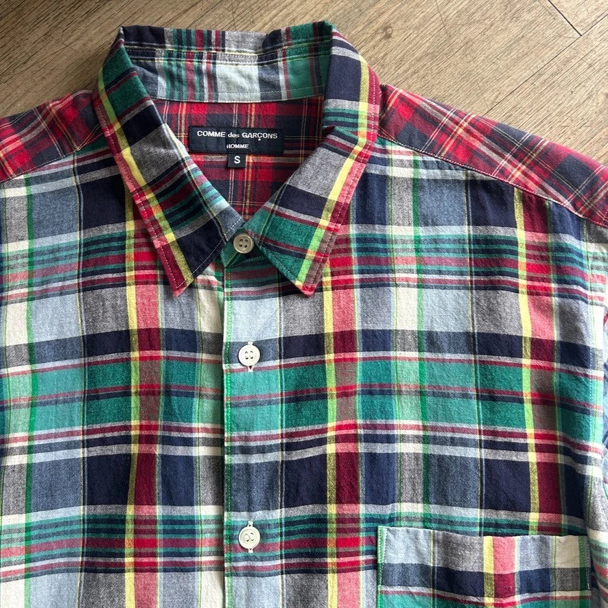 Comme Des Garcons Homme | Two Tone Plaid Short Sleeve Button Down Shirt sz S/M