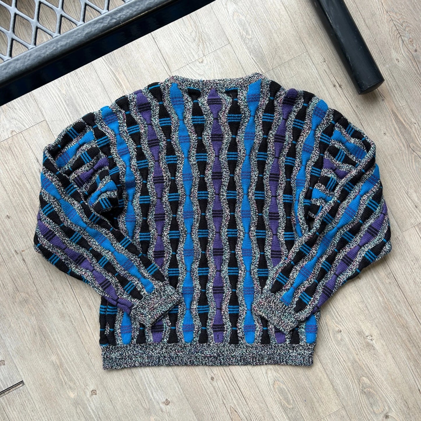 VINTAGE 90s | Expressions Intl Chunky 3D Coogi Style Knit Sweater sz M