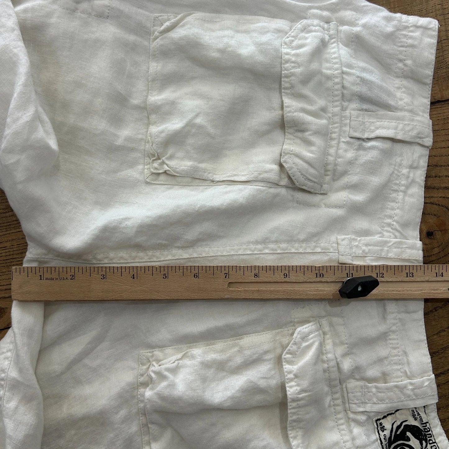 Esprit Co N.Y | White Linen Loose Fit Vintage Y2K Cargo Shorts sz W35
