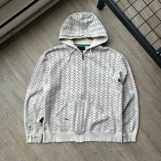 OAKLEY | Geometric Logo Thrashed Zip Up Hoodie Sweater sz XL