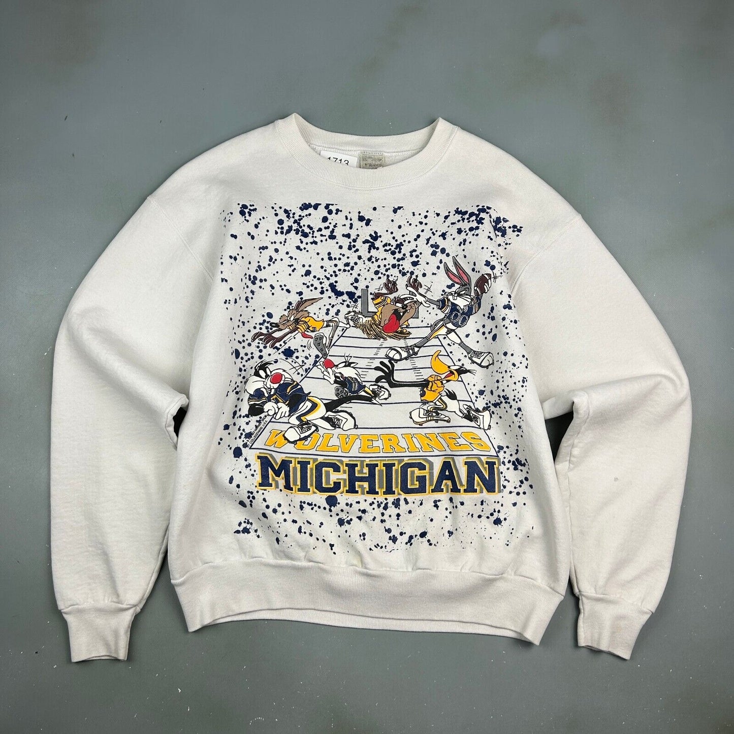 VINTAGE 1993 | Michigan Wolverines Looney Tunes Football Sweater sz XL Adult