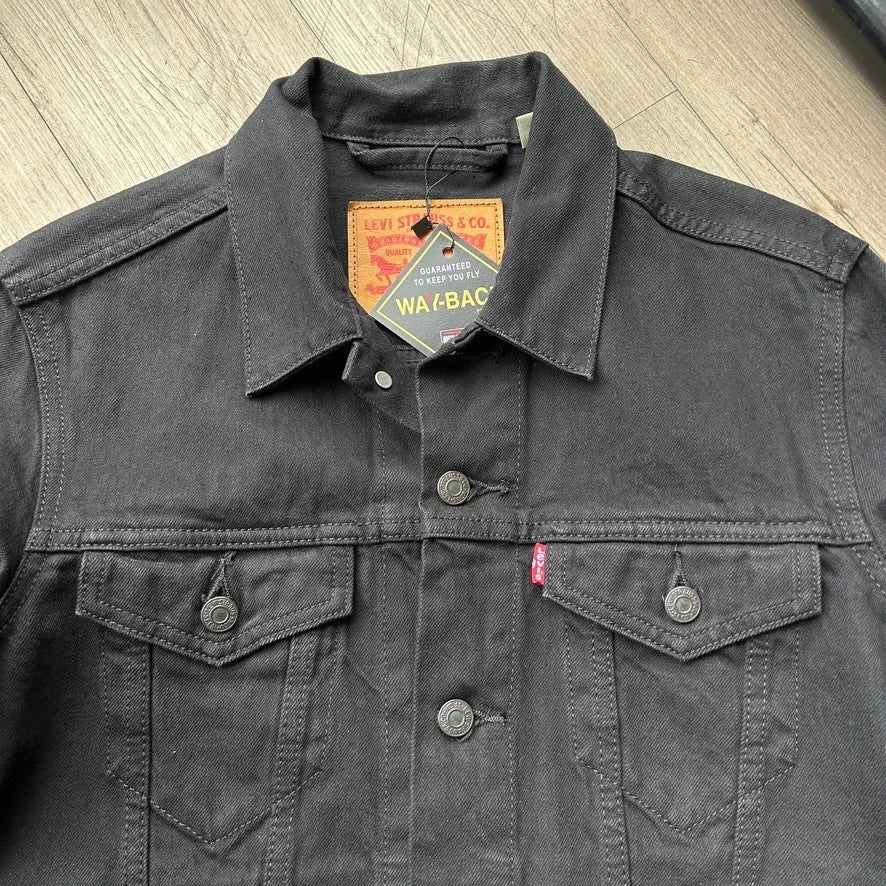 VINTAGE | Levis Red Tab Black Denim Trucker Jean Jacket sz S