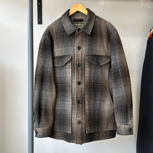 VINTAGE | Eddie Bauer Ombre Shadow Plaid Wool Nylon Field Jacket sz L