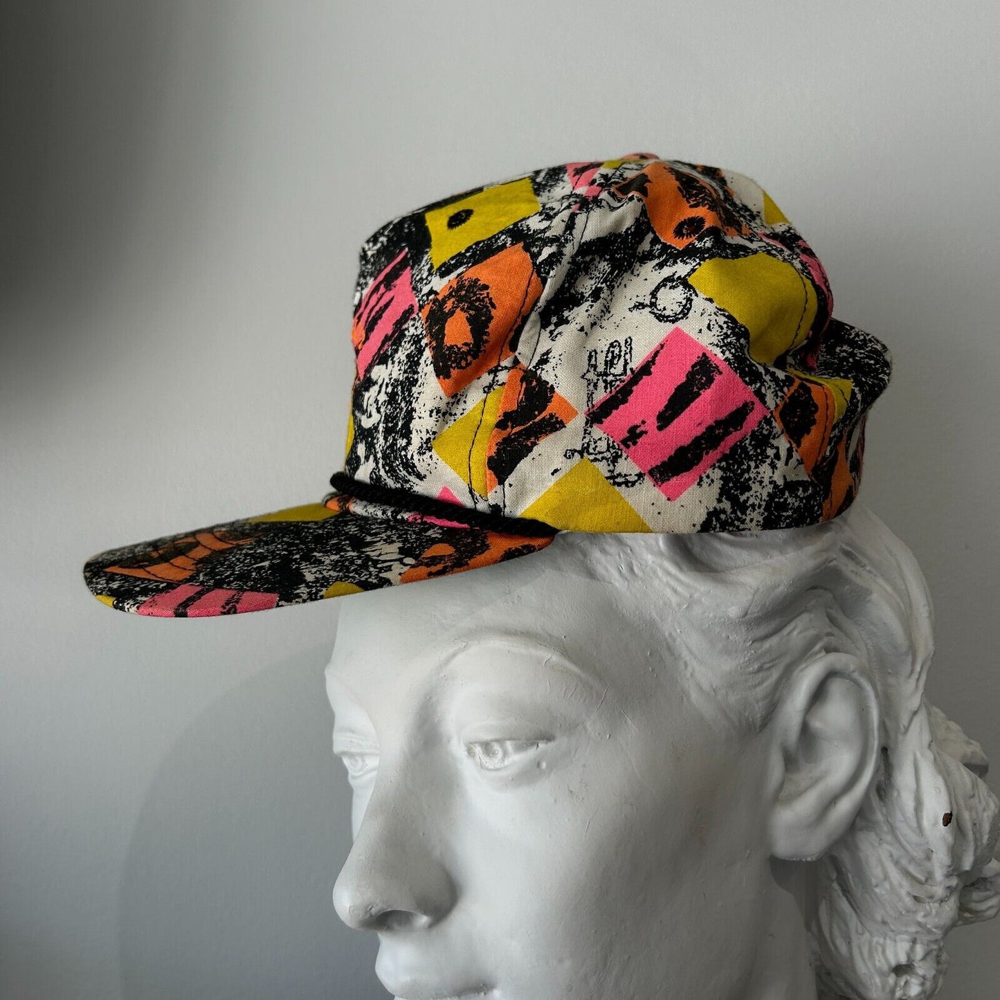 VINTAGE 80s | Retro Surf Style All Over Print Cap HAT One Size Adult