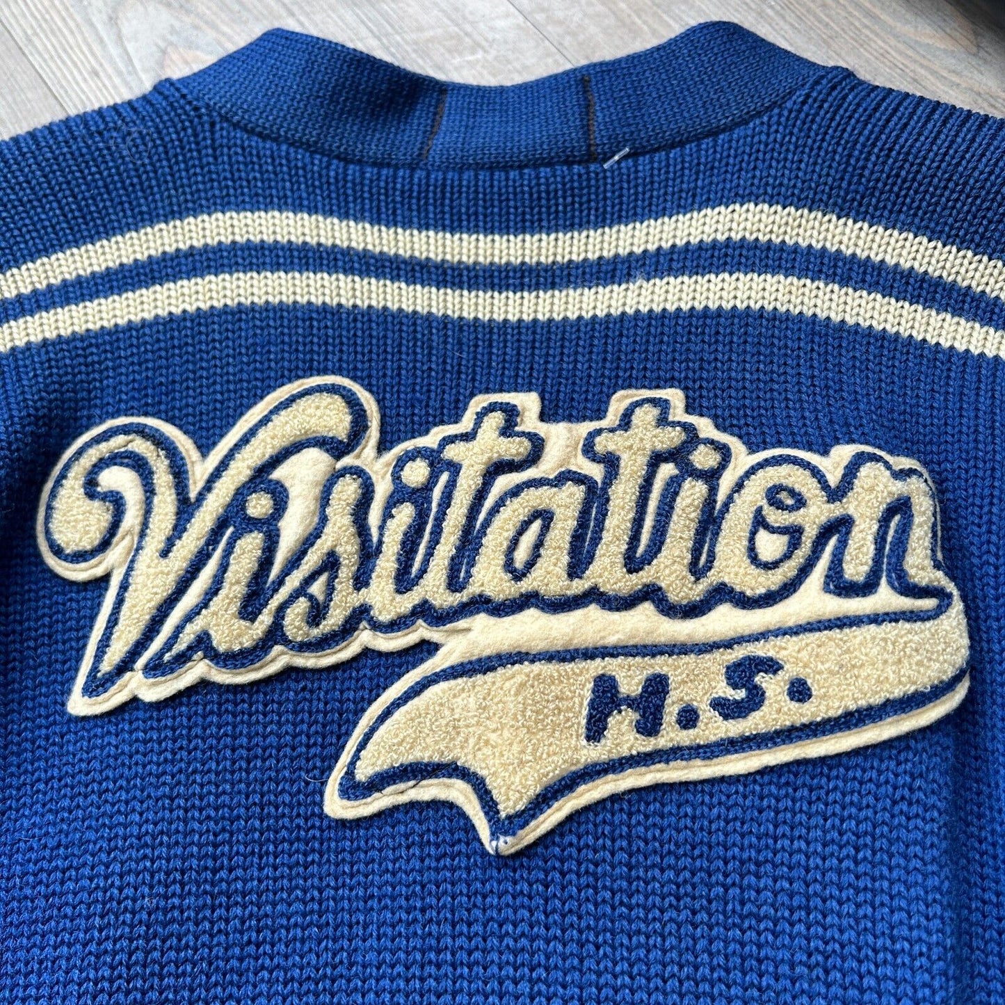 VINTAGE 50s-60 | Englewool Varsity Wool Knit Cardigan Sweater sz S-M Adult