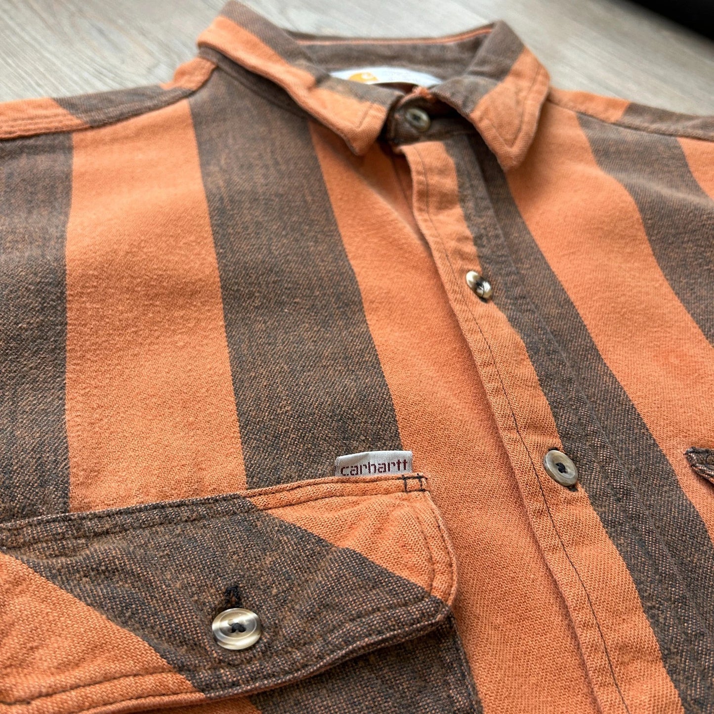 VINTAGE | Carhartt Rugged Outdoor Wear Striped Button Down Shirt sz L