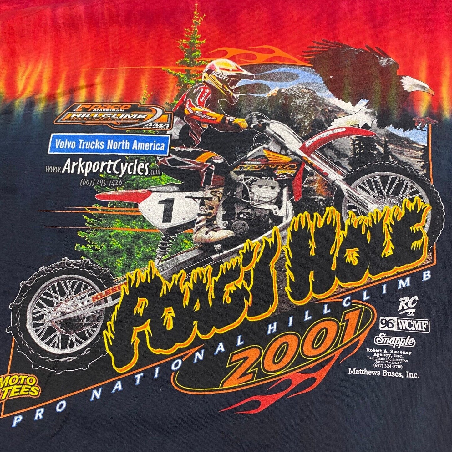 VINTAGE 2001 Pro National Hillclimb Moto Bike Tye Dye T-Shirt sz Large Adult
