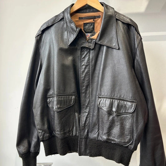VINTAGE | Spiewak & Sons Type A-2 Dark Brown Leather Flight Bomber Jacket sz 46