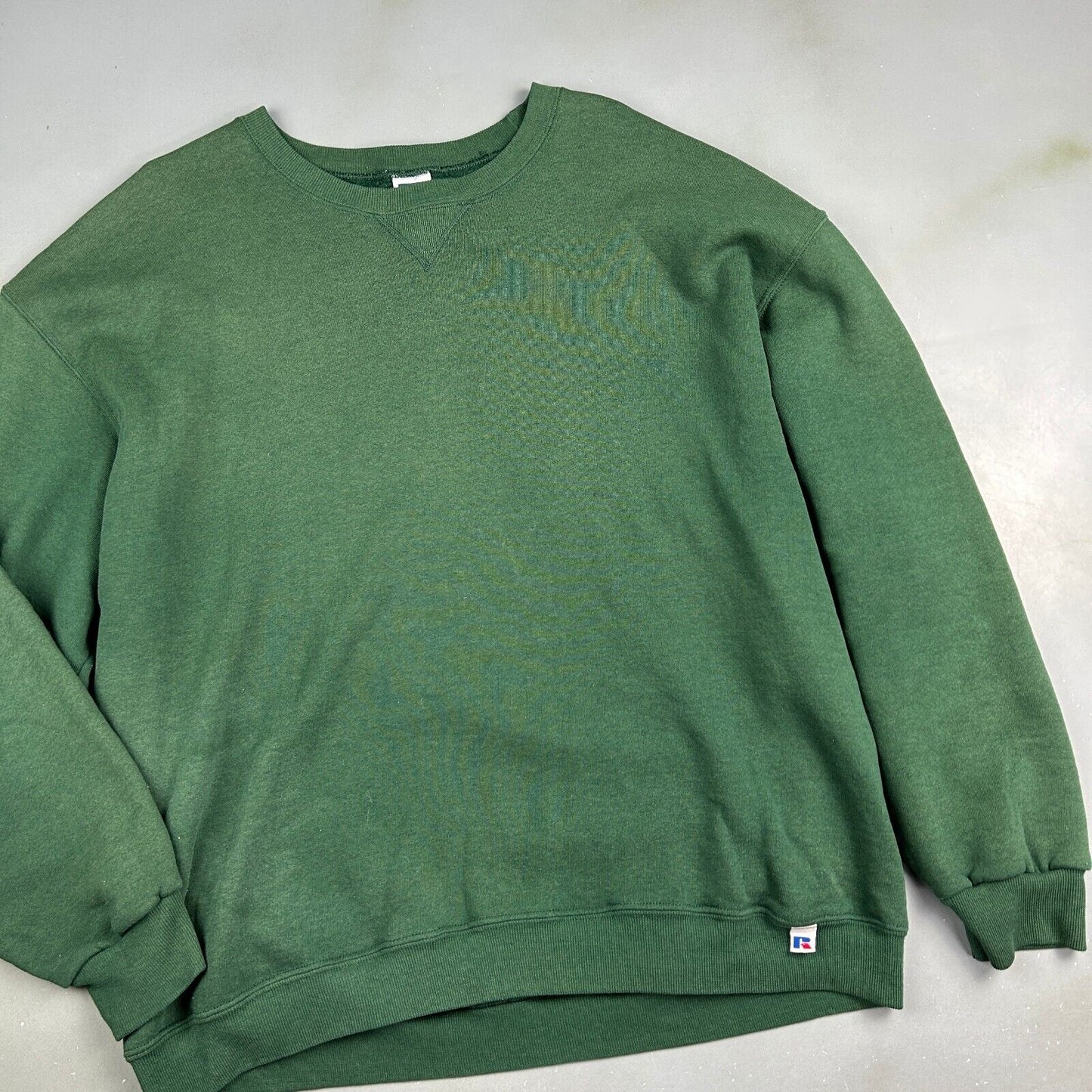 VINTAGE Russell Athletic Blank Green Crewneck Sweater sz XL Adult