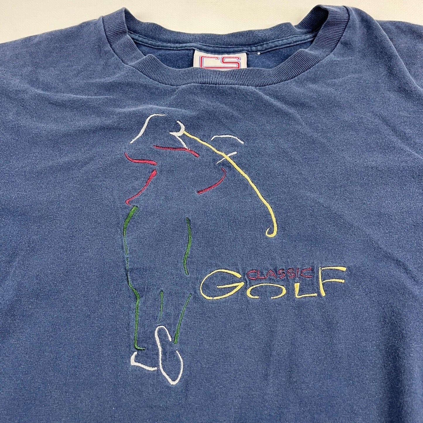 VINTAGE Golf Graphic Embroidered Shirt Adult Extra Large Navy Blue Men 90s