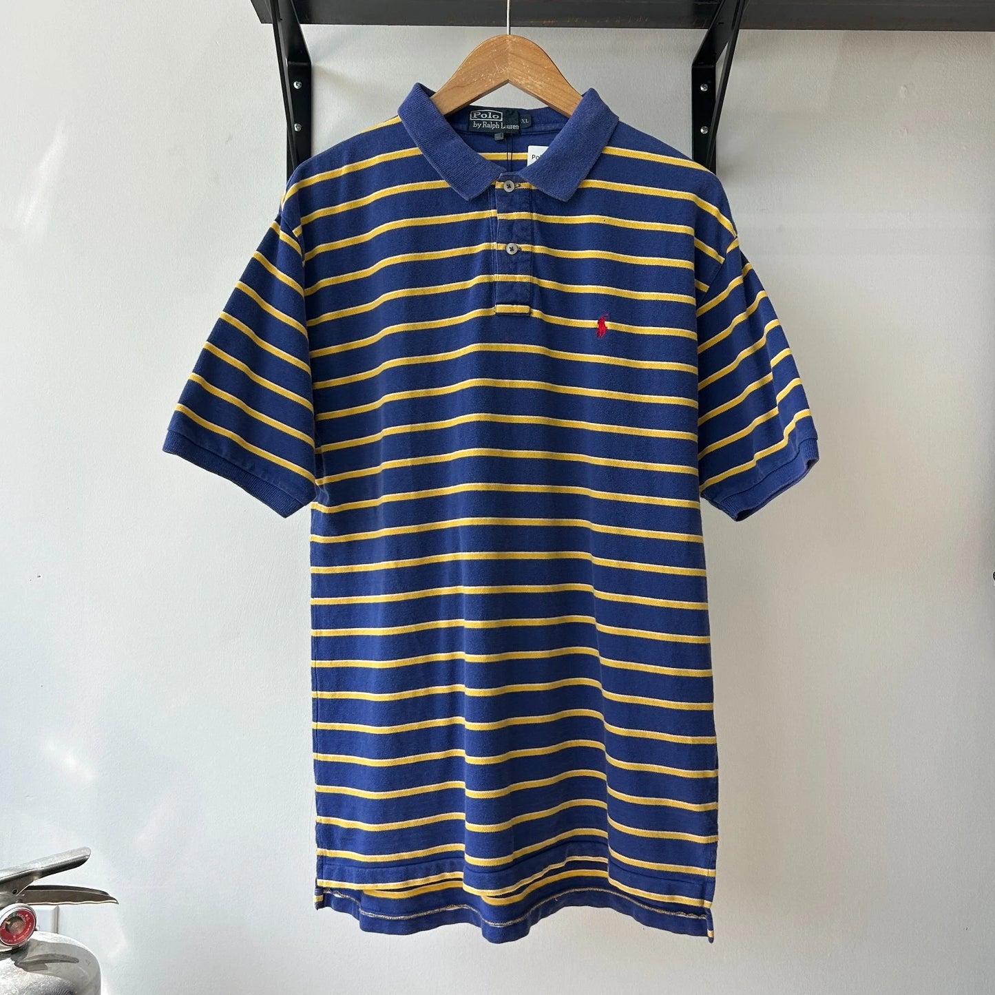 VINTAGE Y2k | Ralph Lauren Sm Pony Electric Blue Striped Polo Shirt sz L/XL