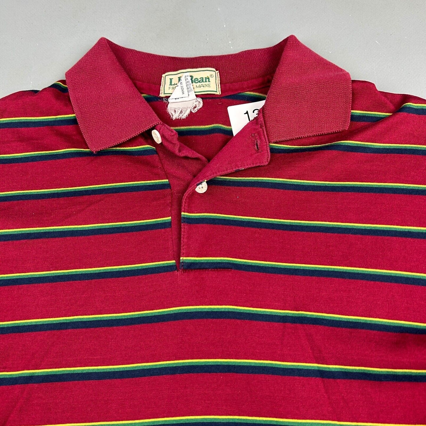 VINTAGE 90s L.L Bean Striped Red Polo Shirt sz XS Adult