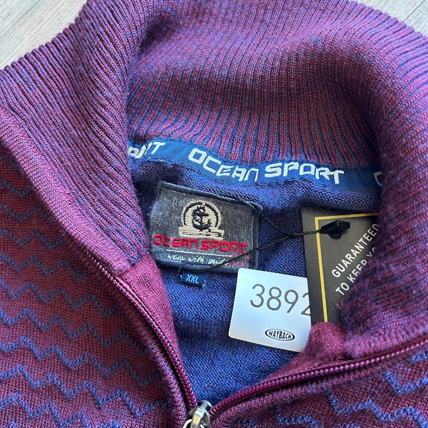 VINTAGE | Ocean Sport Merino Wool 1/4 Zip 3D Knit Sweater sz L/XL