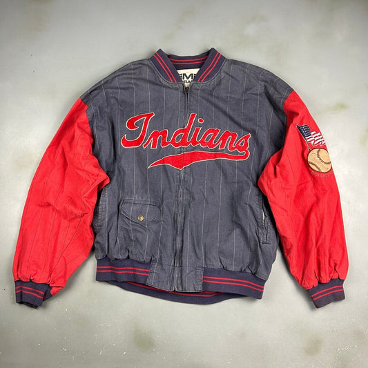 VINTAGE 1991 Cleveland Indians MLB Reversible Mirage Jacket sz XL Adult Men
