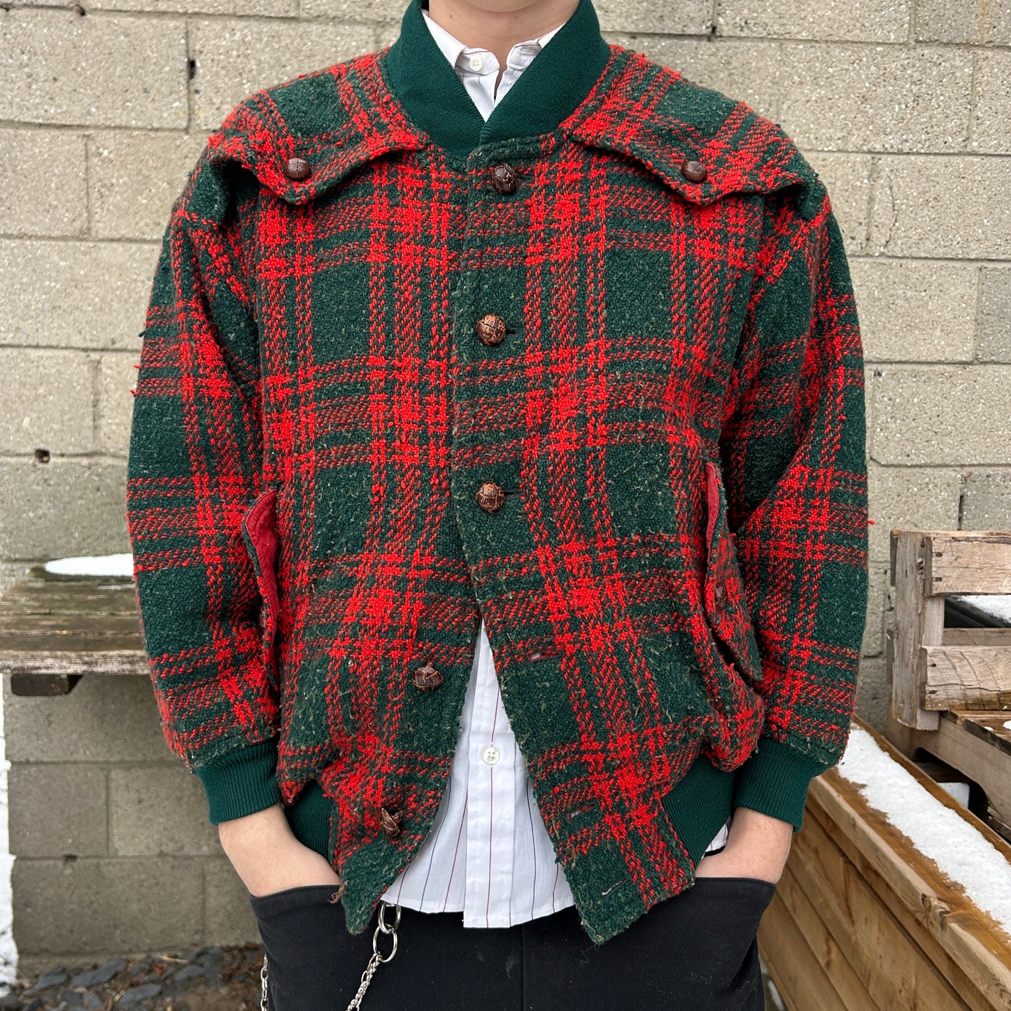 VINTAGE 80s | Issey Miyake Plaid Blouson Jacket sz 9 / S-M