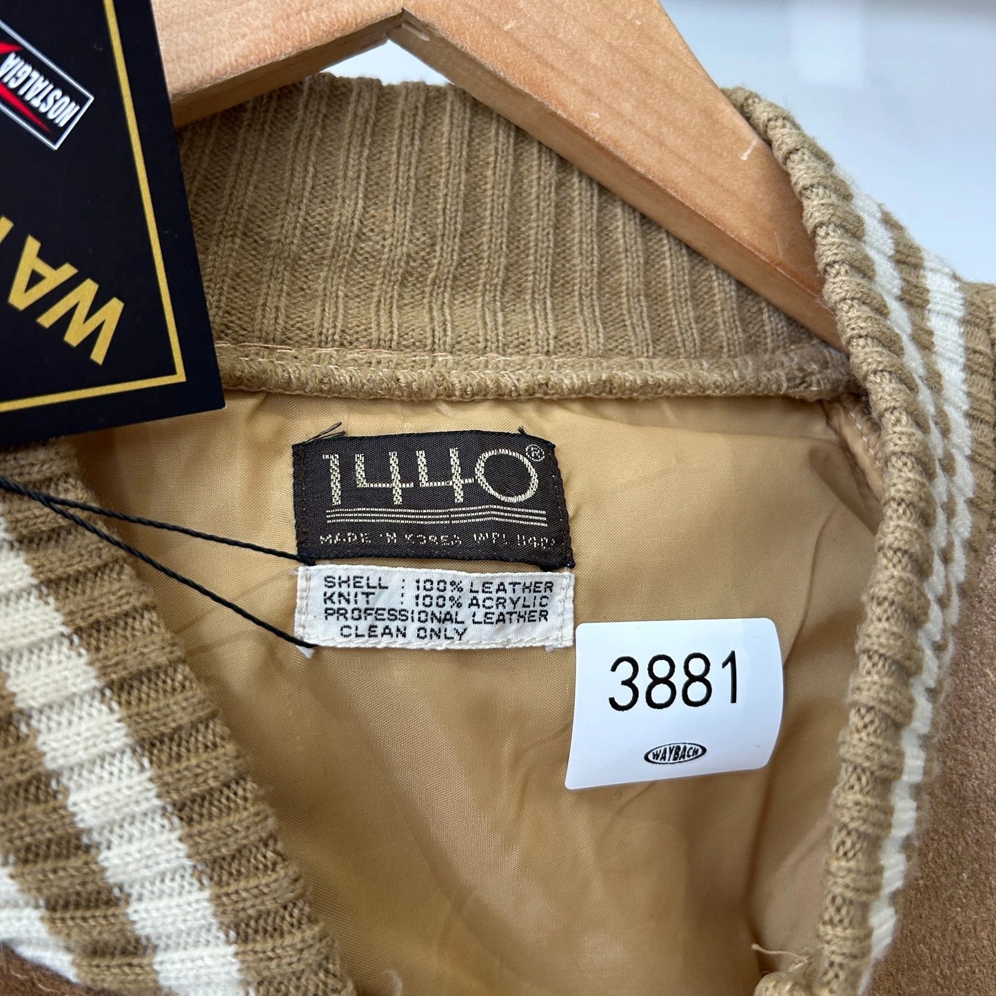 VINTAGE | 1440 Tan Suede Leather Knit Varsity Bomber Jacket sz S/M