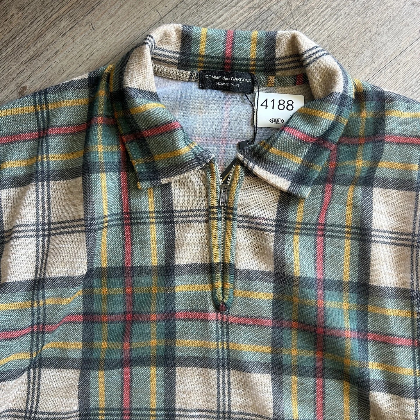 VINTAGE 1996 | Comme des Garcons Homme Plus Plaid 1/4 Zip Polo Shirt sz S/M
