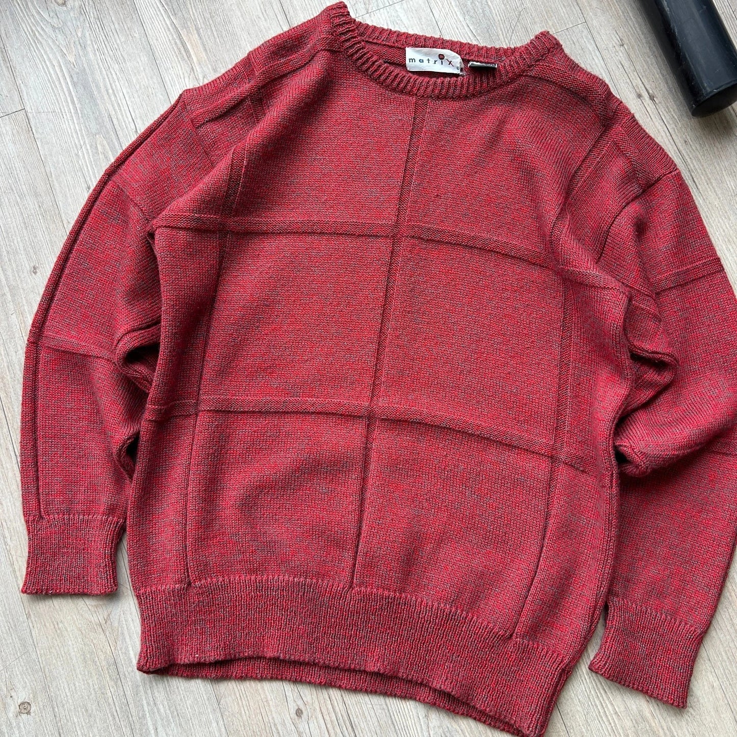 VINTAGE 90s | Matrix Squared Panelled Knit Sweater sz M
