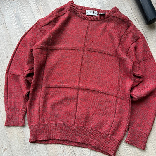 VINTAGE 90s | Matrix Squared Panelled Knit Sweater sz M