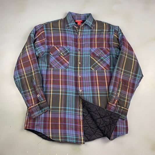 VINTAGE 90s Coleman Plaid Flannel Lined Button Up Shirt sz M-L Adult