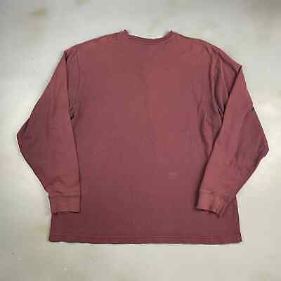 VINTAGE Carhartt Faded Maroon Henley Long Sleeve Pocket T-Shirt sz Large Adult