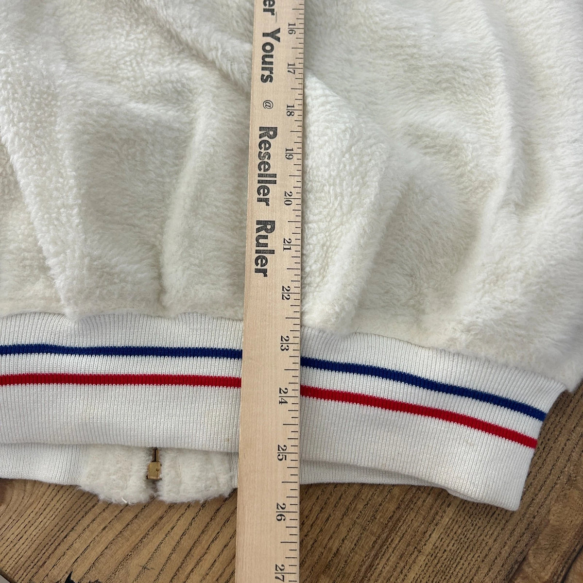 VINTAGE 1960s | Wilson Sports Apparel Cream Fleece Varsity Bomber Jacket sz 40 L