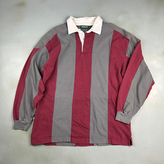 VINTAGE American Eagle Vertical Striped Polo Rugby Shirt sz XL Adult