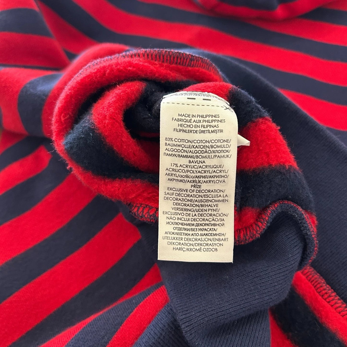 POLO Ralph Lauren Cross Flags Striped Hoodie Sweater sz M